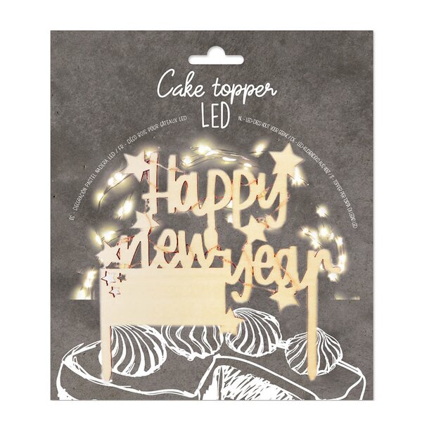 ScrapCooking Cake Topper LED kakedekorasjon Happy New Year natur