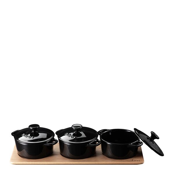 Sabor Minigryte serveringssett 3 stk 0,3L natur/svart