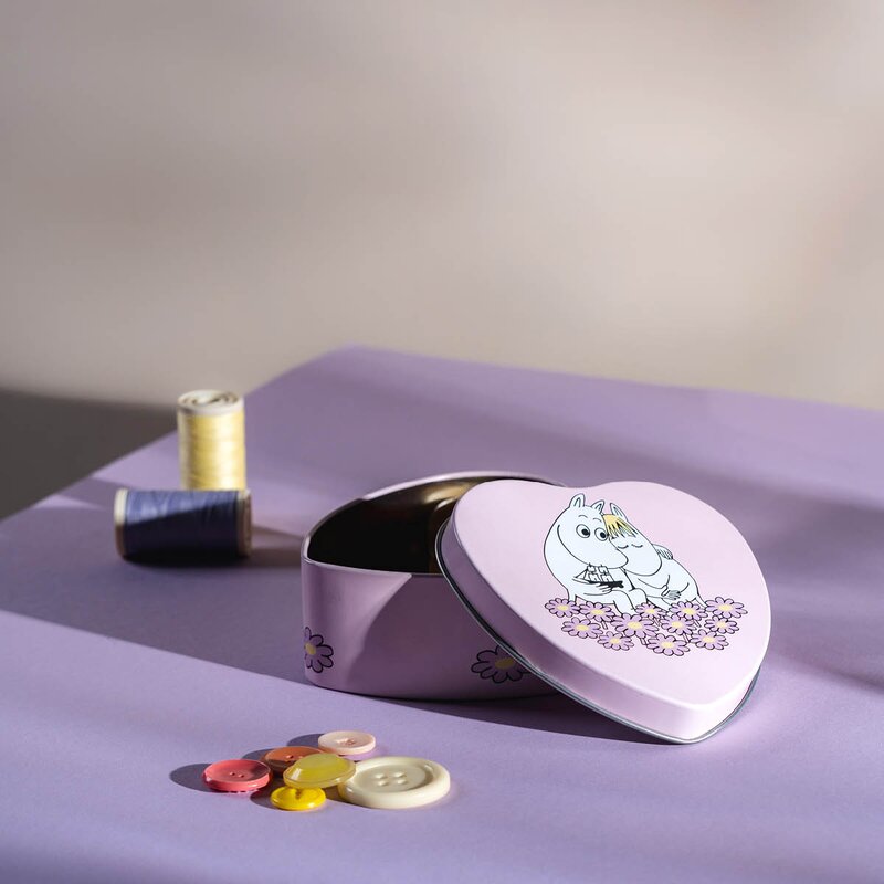 Muurla Mummi metallboks hjerteformet Sammen 10x10 cm rosa