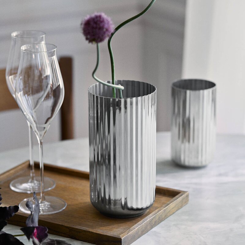 Lyngby Porcelæn Vase 15,5 cm rustfritt stål