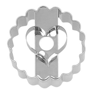 Birkmann Cookie Cutters pepperkakeform rund med hjerteutstikker 5 cm rustfritt stål