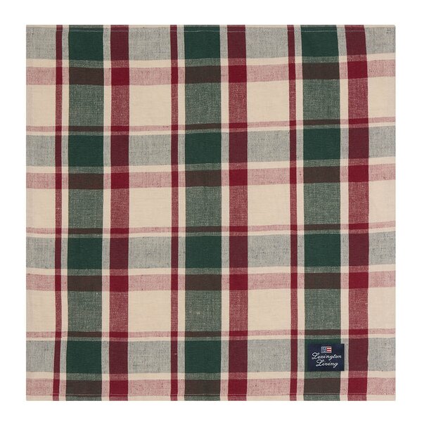 Lexington Serviett lin/bomull 50x50 cm rutete grønn/rød/beige