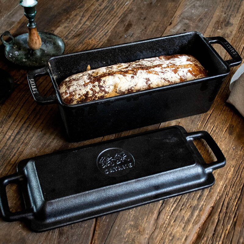 Satake Brødform med lokk støpejern 37x14x11 cm 3L svart