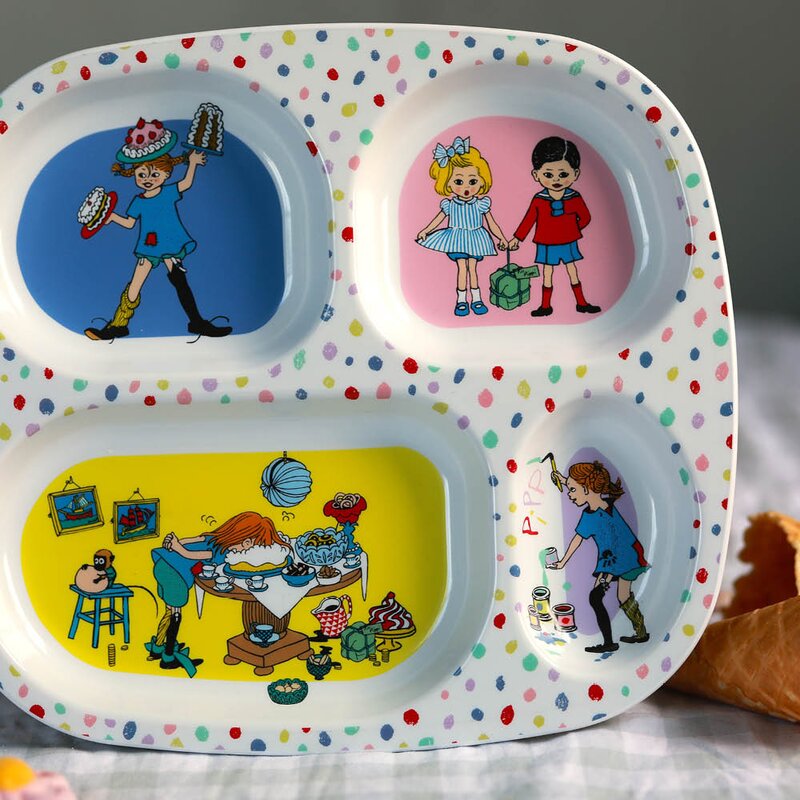 Rätt Start Pippi tallerken med 4 rom Bursdag