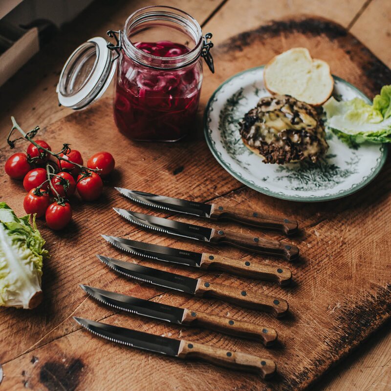 Dorre BBQ biffkniv 22,5 cm 6 stk stål/akasie