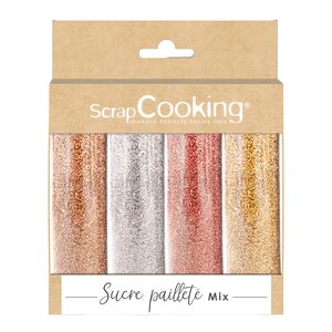 ScrapCooking Glitterpulver 4 stk 76 g bronse/sølv/glitter/rosegull