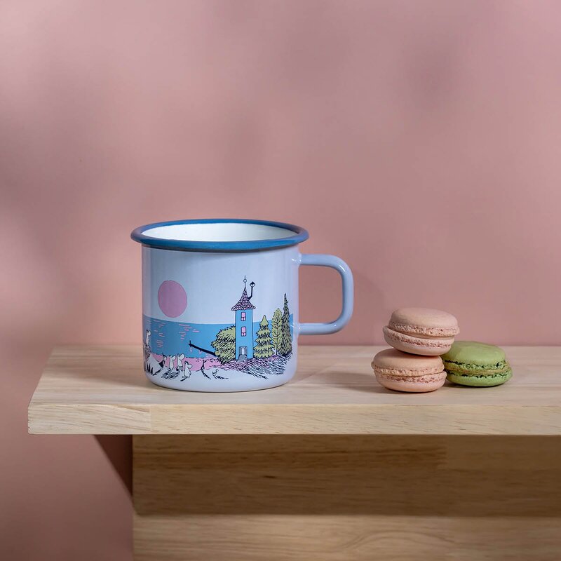 Muurla Mummi emaljekopp Solnedgang 55 cl blå