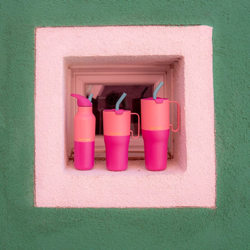 Klean Kanteen Rise Tumbler 77 cl med sugerørslokk Pink Lemonade Kaleidoscope