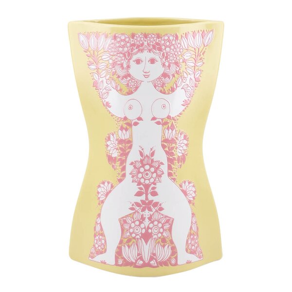 Bjørn Wiinblad Nina vase 22 cm gul/pink