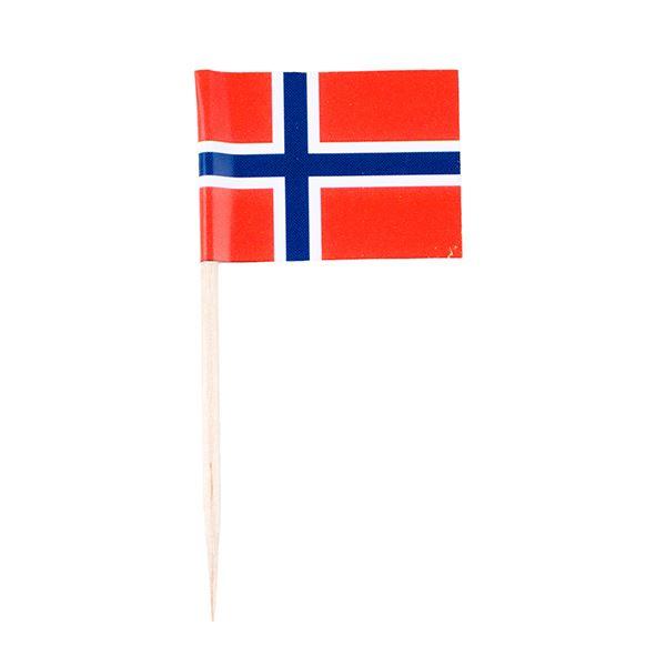 Cacas Norske flagg med pinne 10 stk