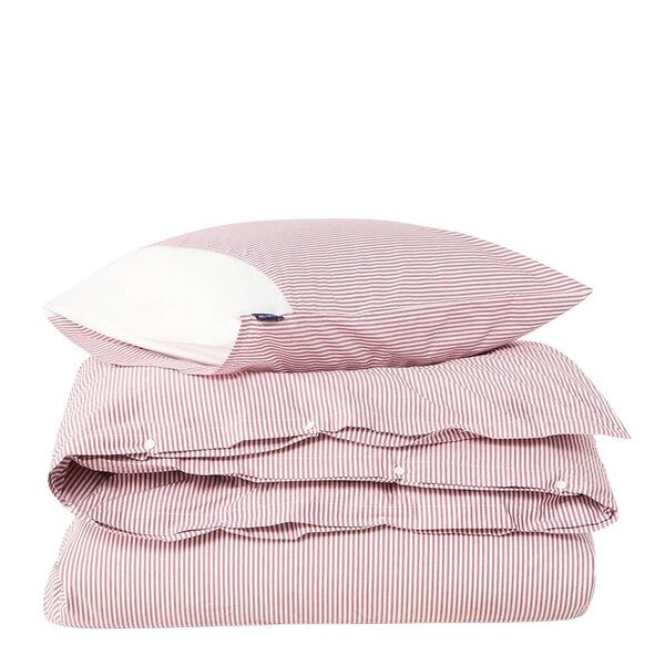 Lexington Sengesett 200x220 cm bomullspercale stripet fig/white