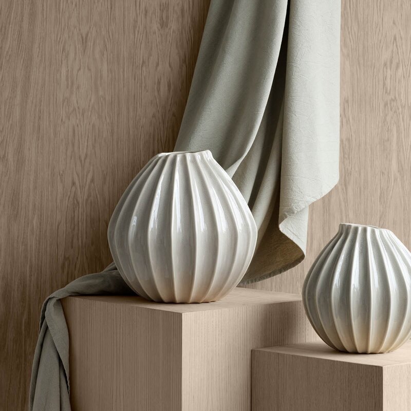 Broste Copenhagen Wide vase M 25x25 cm Ivory