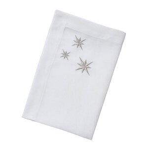 Langkilde & Søn Tøyserviett 50x50 cm hvit med broderte sølvstjerner