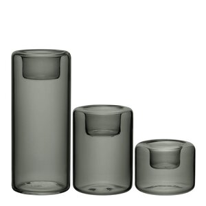 Kosta Boda Happy lyslykt 6,8/10,5/15 cm 3 stk antracit