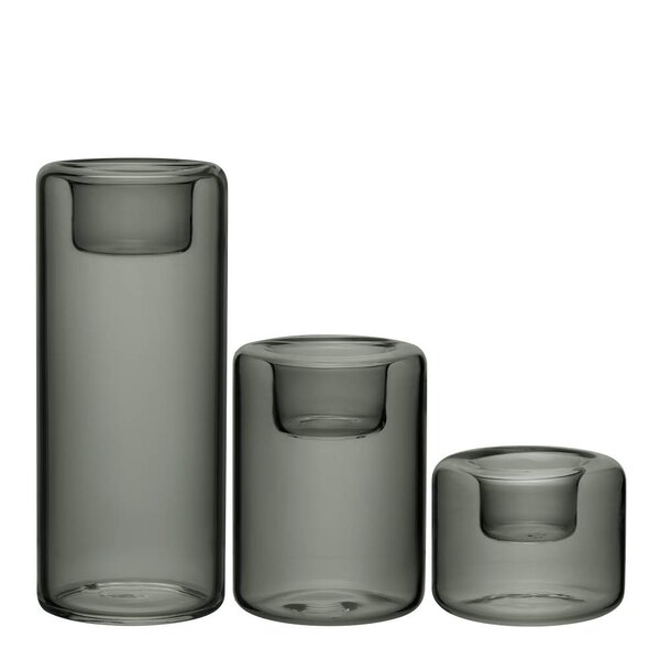 Kosta Boda Happy lyslykt 6,8/10,5/15 cm 3 stk antracit