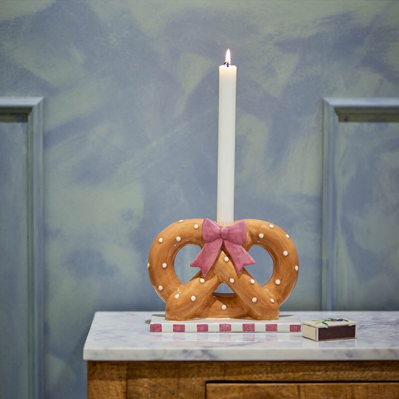 Bloomingville Pretzie lysestake 14,5 cm brun/rosa
