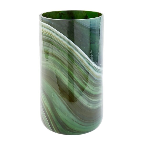 Pols Potten - Marbled vase i marmorert glass L 40,5 cm m&oslash;rkegr&oslash;nn