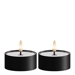 DeluxeHomeart LED metallic telys for inne-og utendørs 6,7x3,1 cm 2 stk matt svart