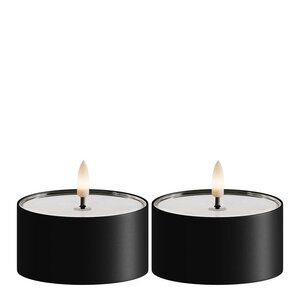 DeluxeHomeart LED metallic telys for inne-og utendørs 8x4,3 cm 2 stk matt svart
