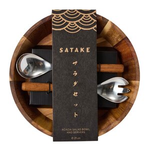 Satake Salatskål og salatbestikk akasie