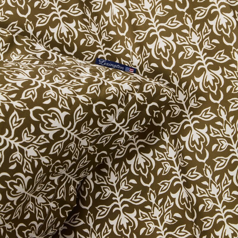 Lexington Sengesett 200x220 cm bomullssateng ornament olive/white