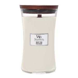 WoodWick Hourglass duftlys stor white teak