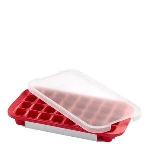 Lékué Isform med lokk for 32 isbiter rød