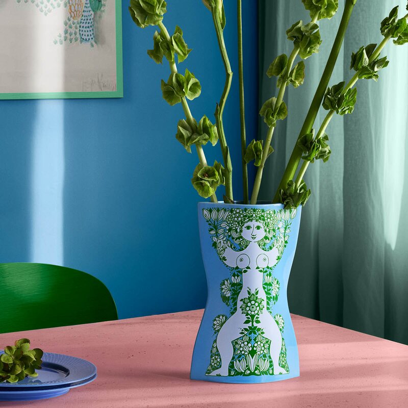 Bjørn Wiinblad Nina vase 28,5 cm lys blå/grønn