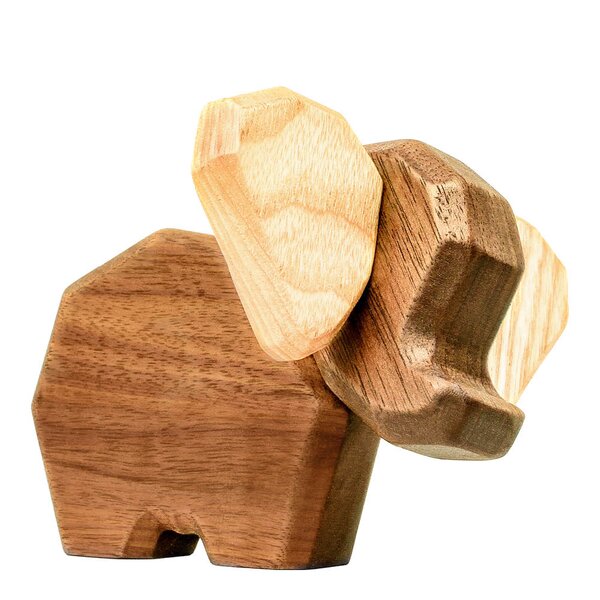 FableWood Liten elefant trefigur 8 cm valnøtt/ask