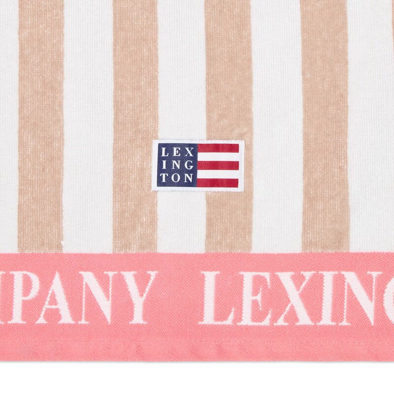 Lexington Strandhåndkle 180x100 cm velur/frotté beige/hvit/rosa