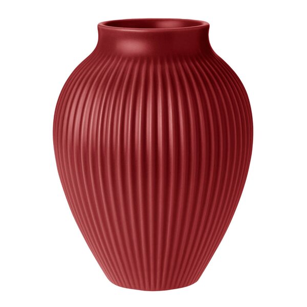 Knabstrup Keramik Knabstrup vase 20 cm ripple soft cherry red