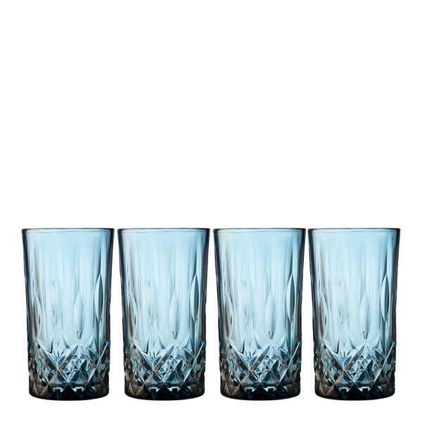 Lyngby Glas - Sorrento highball 38 cl 4 stk blå