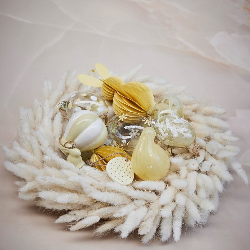 Lene Bjerre Deifilia oppheng kanin i luftballong keramikk H11 cm gul