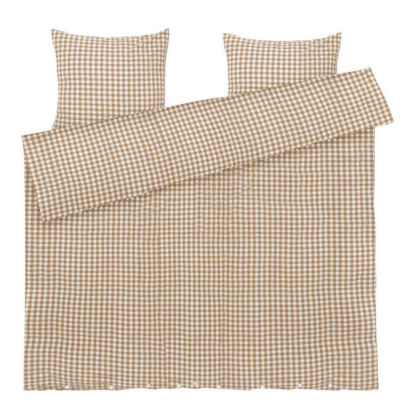 Juna - Bæk&Bølge krepp sengesett 200x220 cm karamell/offwhite