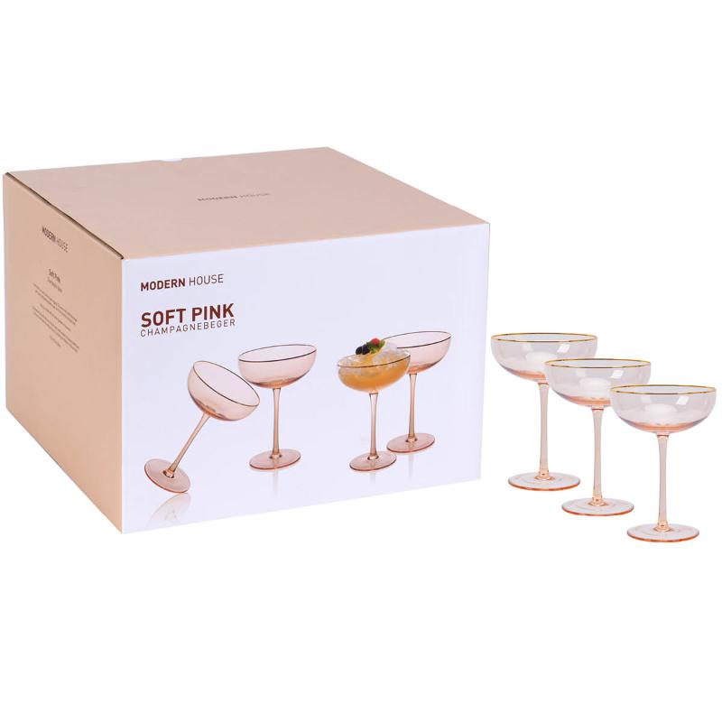 Modern House Soft Pink champagneglass 23 cl 4 stk