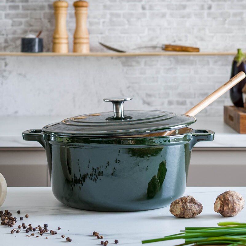 Anders Petter Stenfors støpejernsgryte rund 4,4L grønn