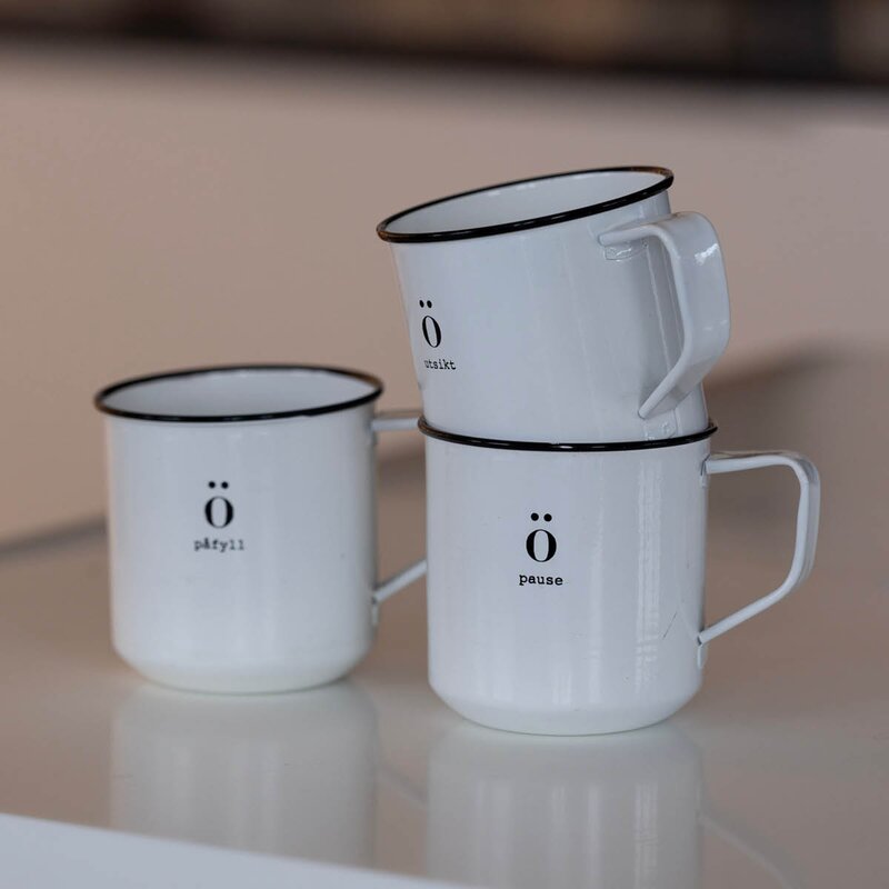 Sögne Home Emalje kopp Utsikt 35 cl hvit