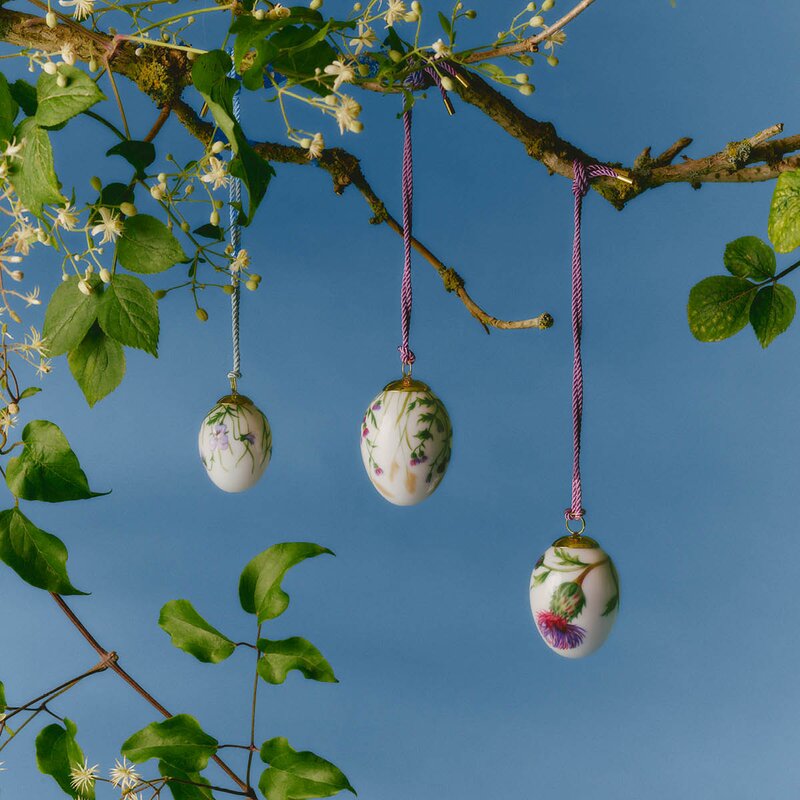 Royal Copenhagen Vårkolleksjon påskeegg 2026 6 cm 2 stk tistelblomst