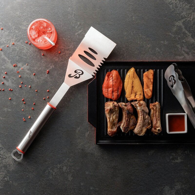 Berkel BBQ sett med stekespade og tang i rustfritt stål 44 cm