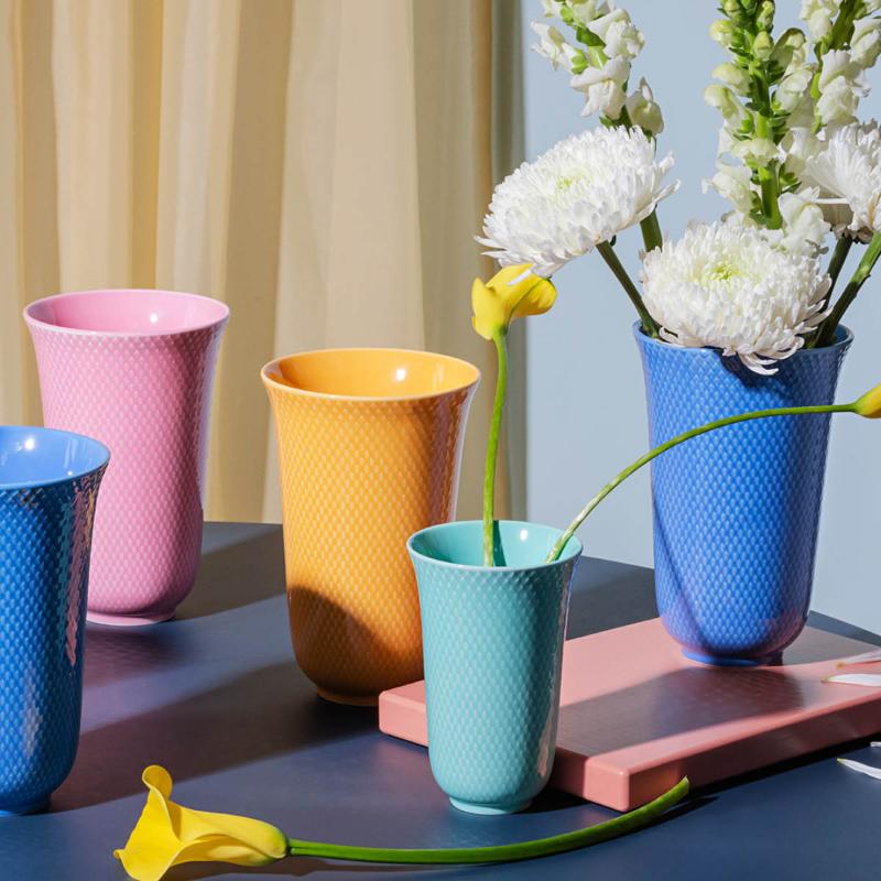 Lyngby Porcelæn Rhombe Color vase 20 cm blå porselen