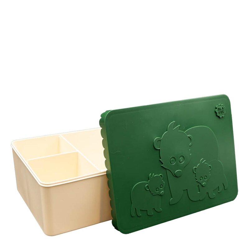 Blafre Matboks i plast treroms 7x14x19 cm Bjørn mørk grønn/beige