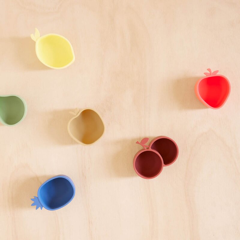 OYOY Yummy Jordbær- og Kirsebær snackbolle 23,5x11,5 cm Cherryred/Nutmeg