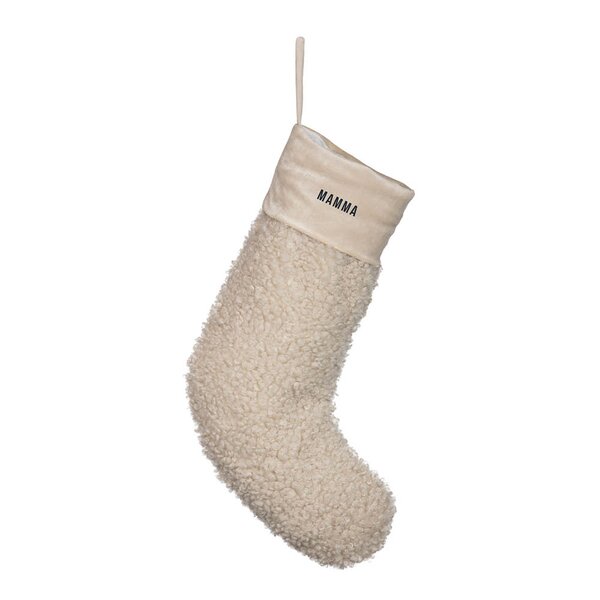 Pictureit Julesokk teddy 35 cm MAMMA kremhvit