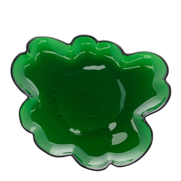 Marimekko - Unikko asjett glass 20 cm blomsterform gr&oslash;nn