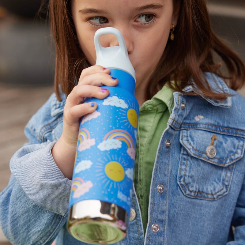 Klean Kanteen Kid Classic Narrow termoflaske 0,35L med sportslokk Rainbows
