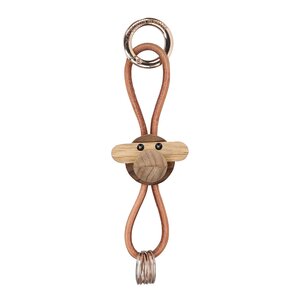 Kay Bojesen Denmark Ape nøkkelring 3 cm gull/natur/teak/limba