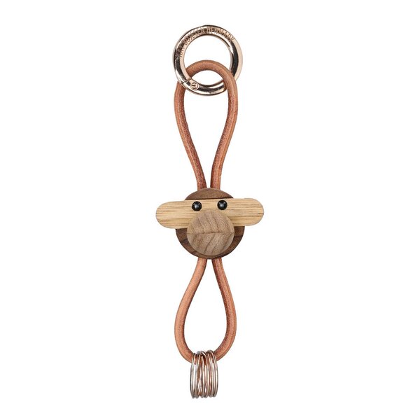 Kay Bojesen Denmark Ape nøkkelring 3 cm gull/natur/teak/limba