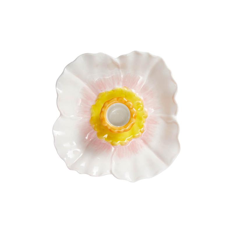Stiernholm Flora lysestake 12,5 cm beige/rosa