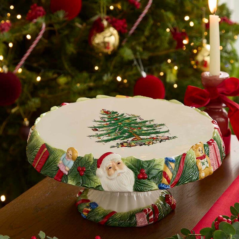 Spode Christmas Tree kakefat på fot 31 cm Memories