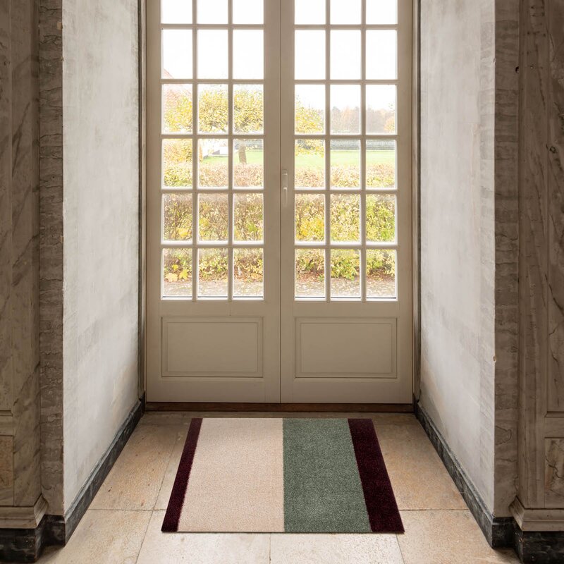 Tica Copenhagen Stripes horisontal gulvmatte 90x60 cm bordeaux/green/ivory
